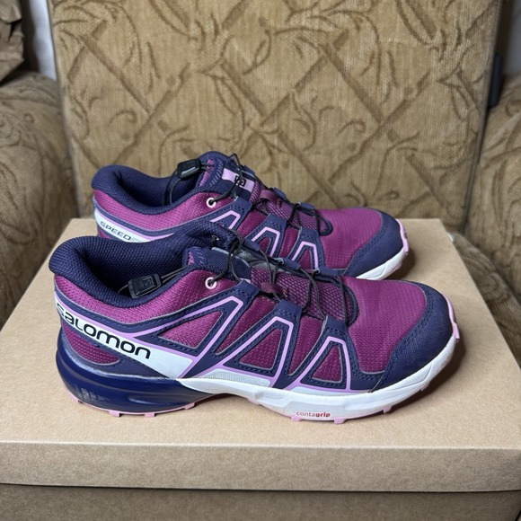Salomon Youth Size 5 SpeedCross Trail Running Sneakers Shoes Purple EUC! - Picture 4 of 9